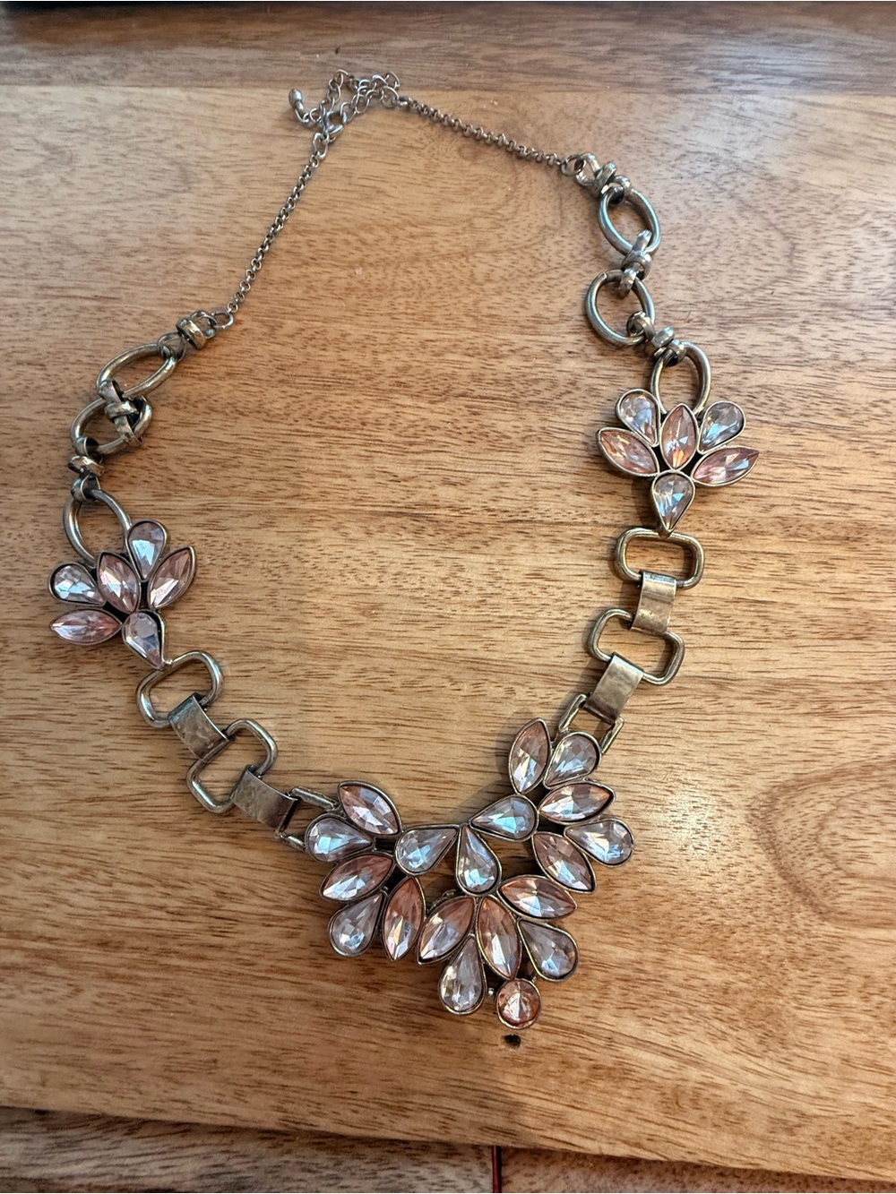 Francesca's Collections Pink Crystal Floral Statement Necklace